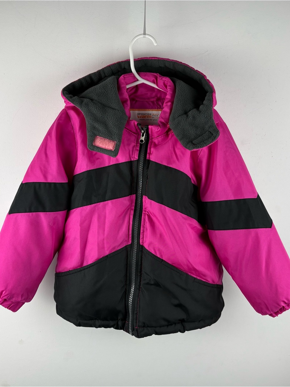 Girls' Fleece Lined Hooded Warm Winter Puffer Jacket Coat Pink Black Snow Size 4